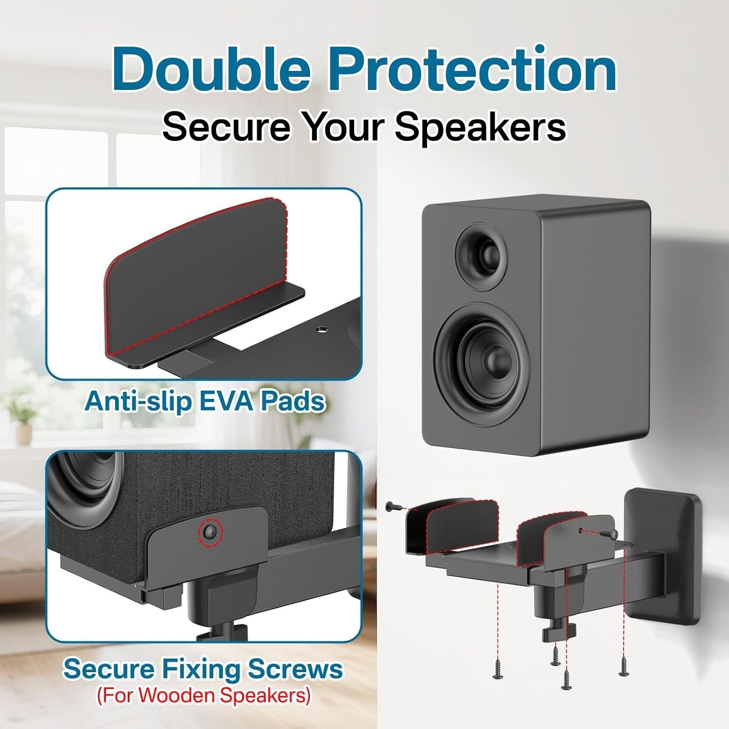 Double Clip Speaker Wall Mount 2 Pack